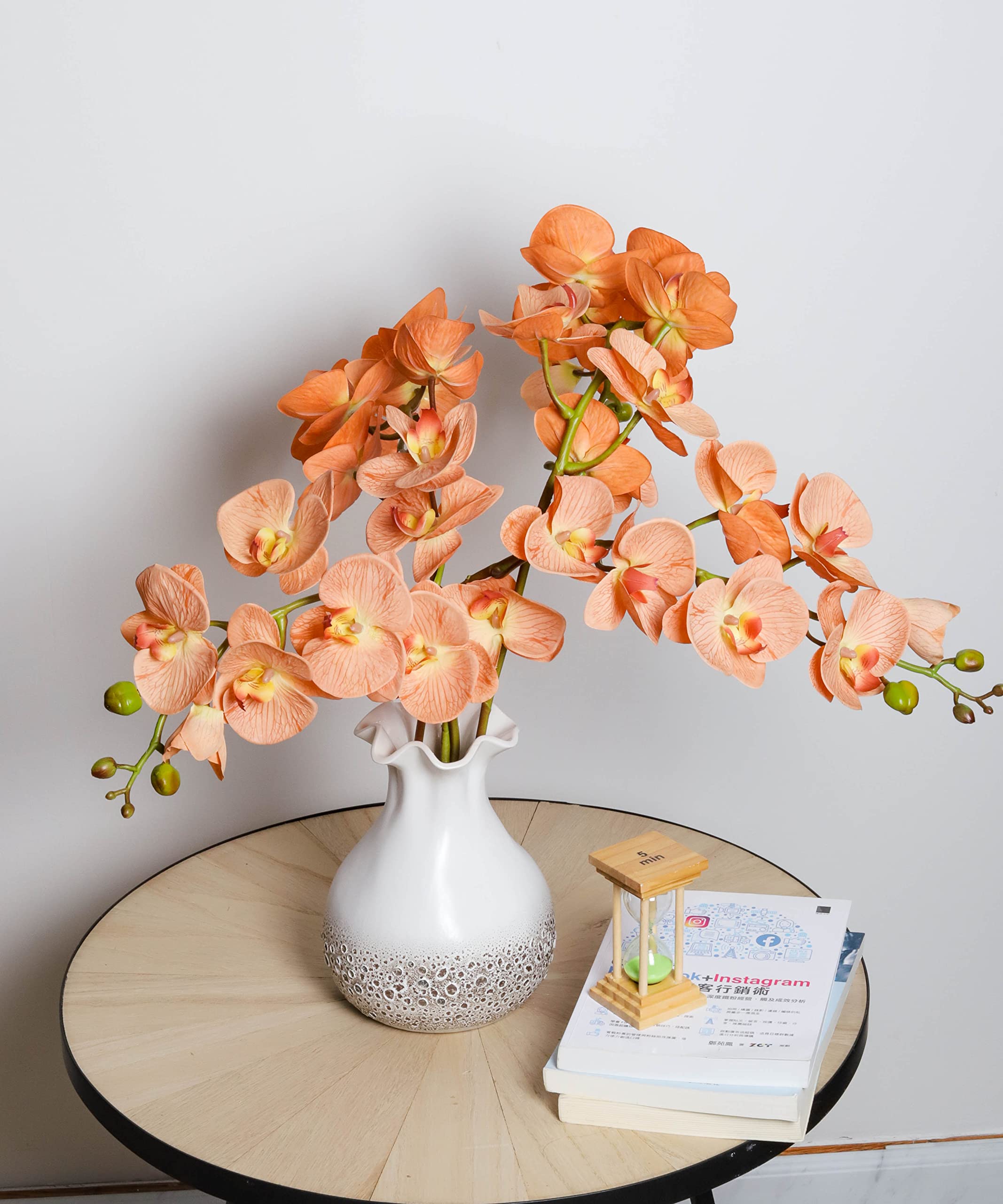 YATAI Pack of 4 Artificial Orchid Flowers, Lifelike Silk Orchid Plant, Long-lasting Phalaenopsis Fake Flowers, Maintenance-Free Faux Flower Arrangements, Artificial Flowers for Decoration, Peach