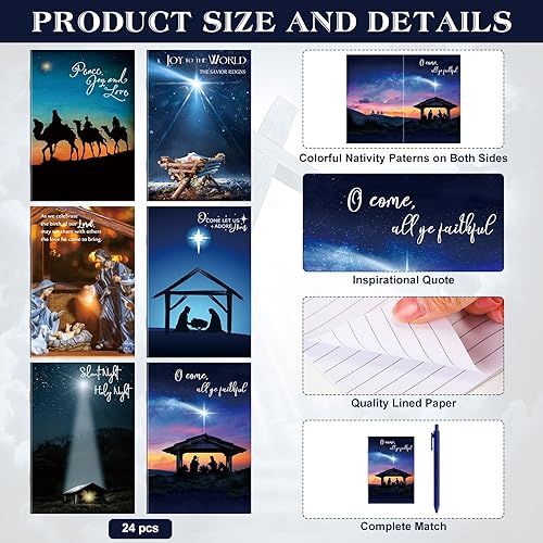 Miniatura 2 de Qilery Regalos cristianos de Navidad de la Natividad, cuadernos de Jesús, versículos de la Biblia, bolígrafos religiosos, bolígrafos regalos de