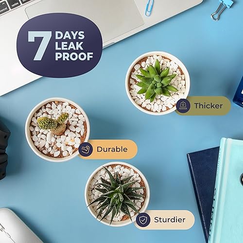 Miniatura 4 de Fit Meal Prep Paquete de 50 tazas de café desechables de 10 onzas con tapas y mangas, tazas de café premium con tapas, taza de papel blanco caliente