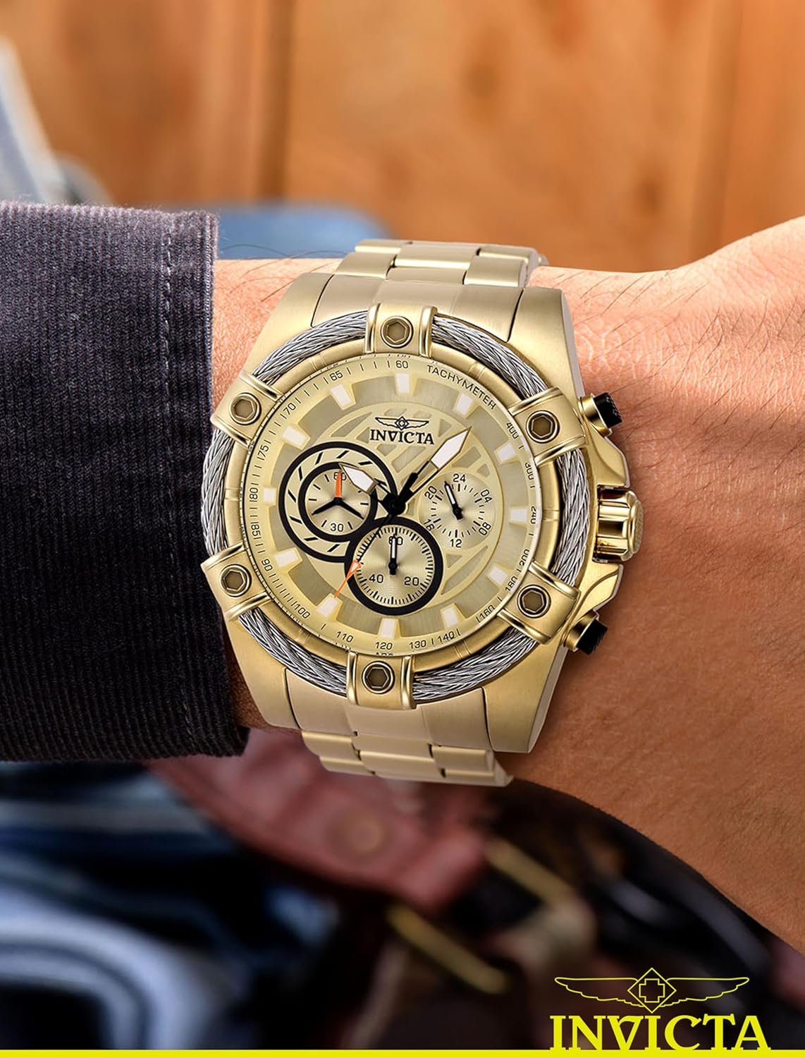 Invicta Bolt Men 52mm Stainless Steel Gold Gold dial VD54 Quartz