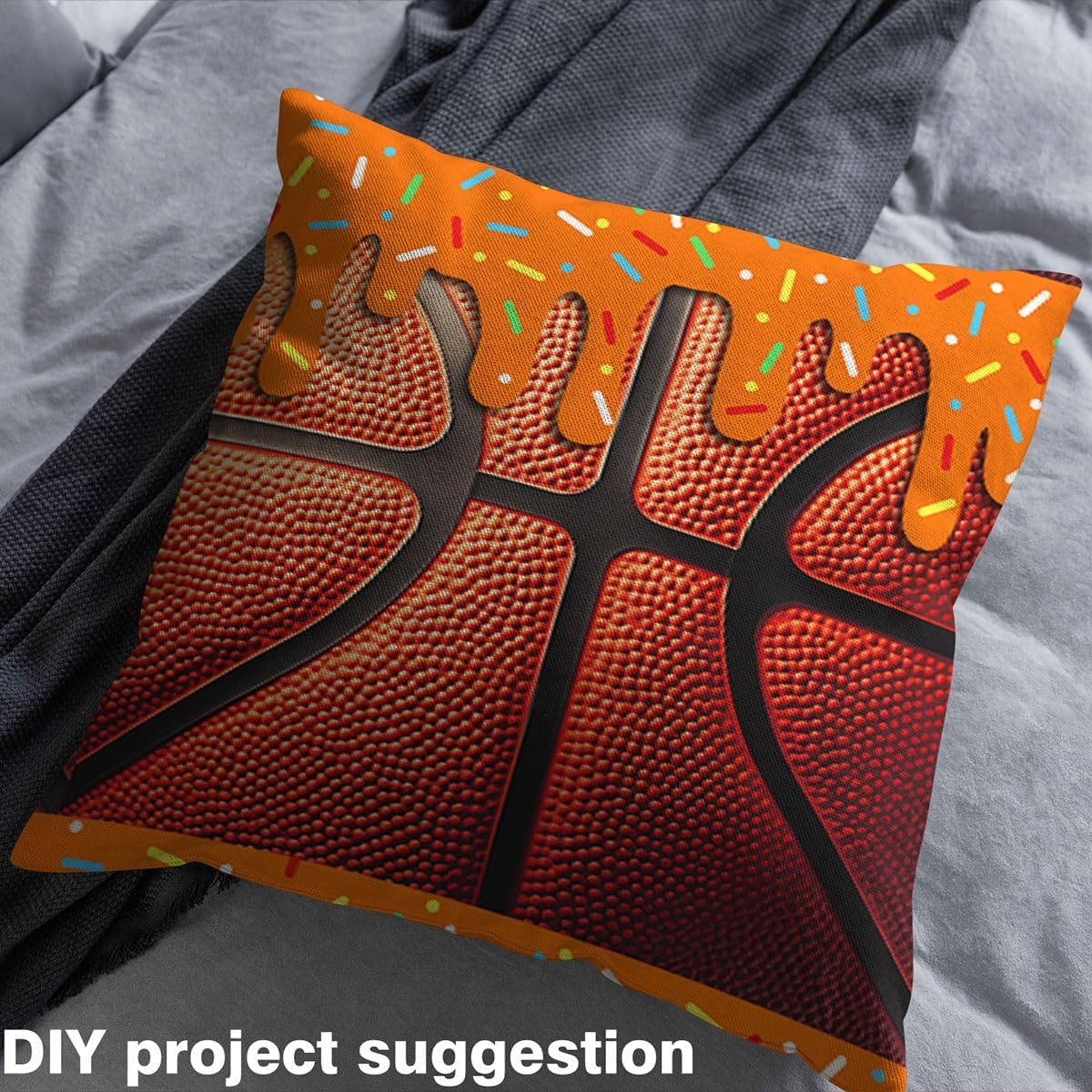 Basketball Fabric by The Yard Gaming Sports Upholstery Fabric for Chairs Room Decor Ball Games for Home DIY Projects, Indoor Decor 1 Yard Gift for Basketball Lover Microfiber Soft Flannel image 4