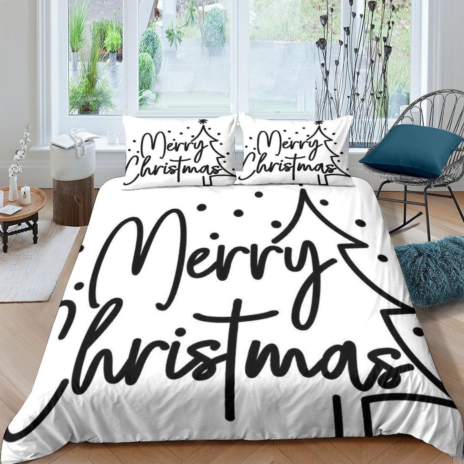 Ctjqhvkz Style-6 3D Printed Merry Christmas Fitted Sheet Microfiber Soft Bed Cover Tree Decor For Bedroom Guest Room Dorm Single（135X200cm）