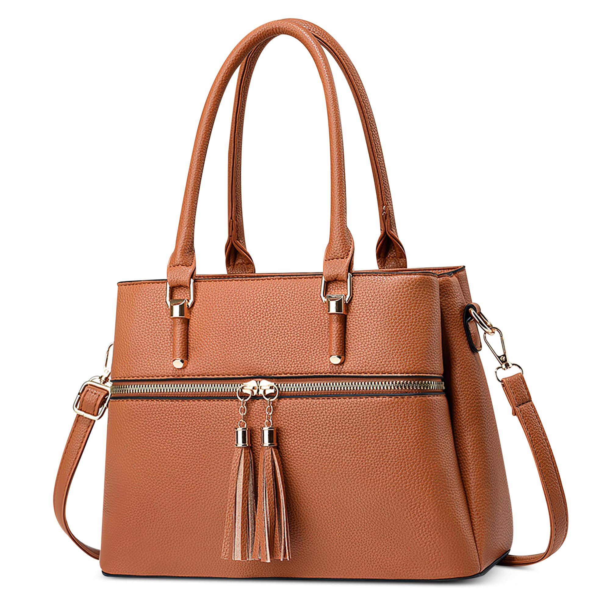 Moda Donna Borsa a Mano Medie PU Pelle Satchel Tote Borse con Manico Multitasca Borsa a Tracolla per Viaggio Shopping Lavoro Vacanza Casuale Donna Borse Messenger Arancia