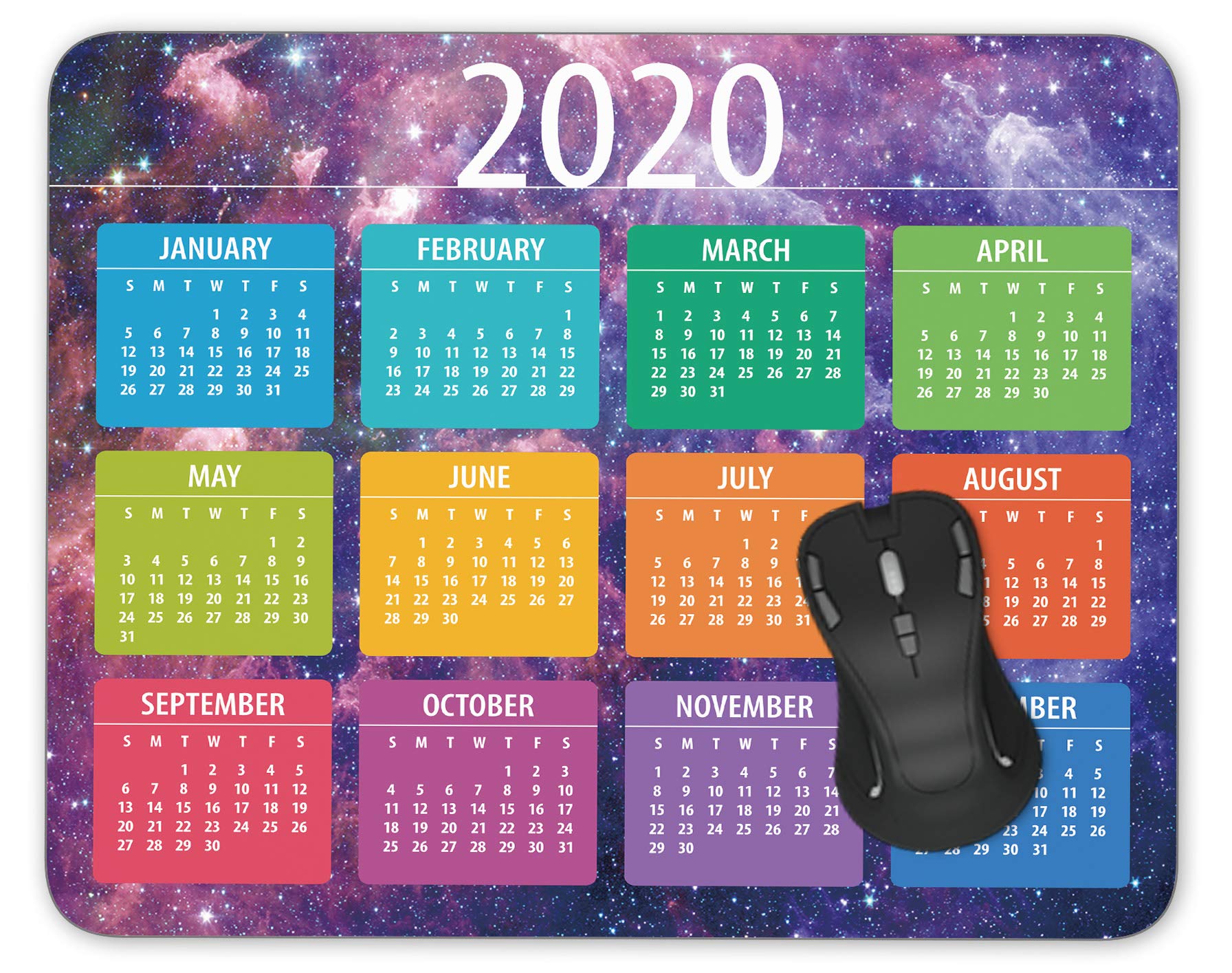 2021 Galaxy Calendar Mouse Pad Anti-Slip Personalized Rectangle Gaming Rubber Mousepad 2021 Galaxy Calendar Mouse Pad