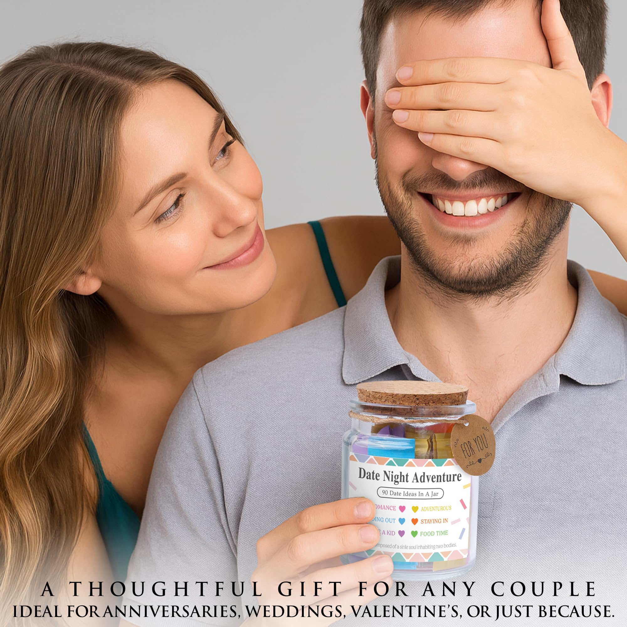 90 Unique Date Ideas in a Jar, Fun Wedding Gift, Romantic Engagement Gift for Couples, Thoughtful Bridal Shower, Date Night Game for Him or Her