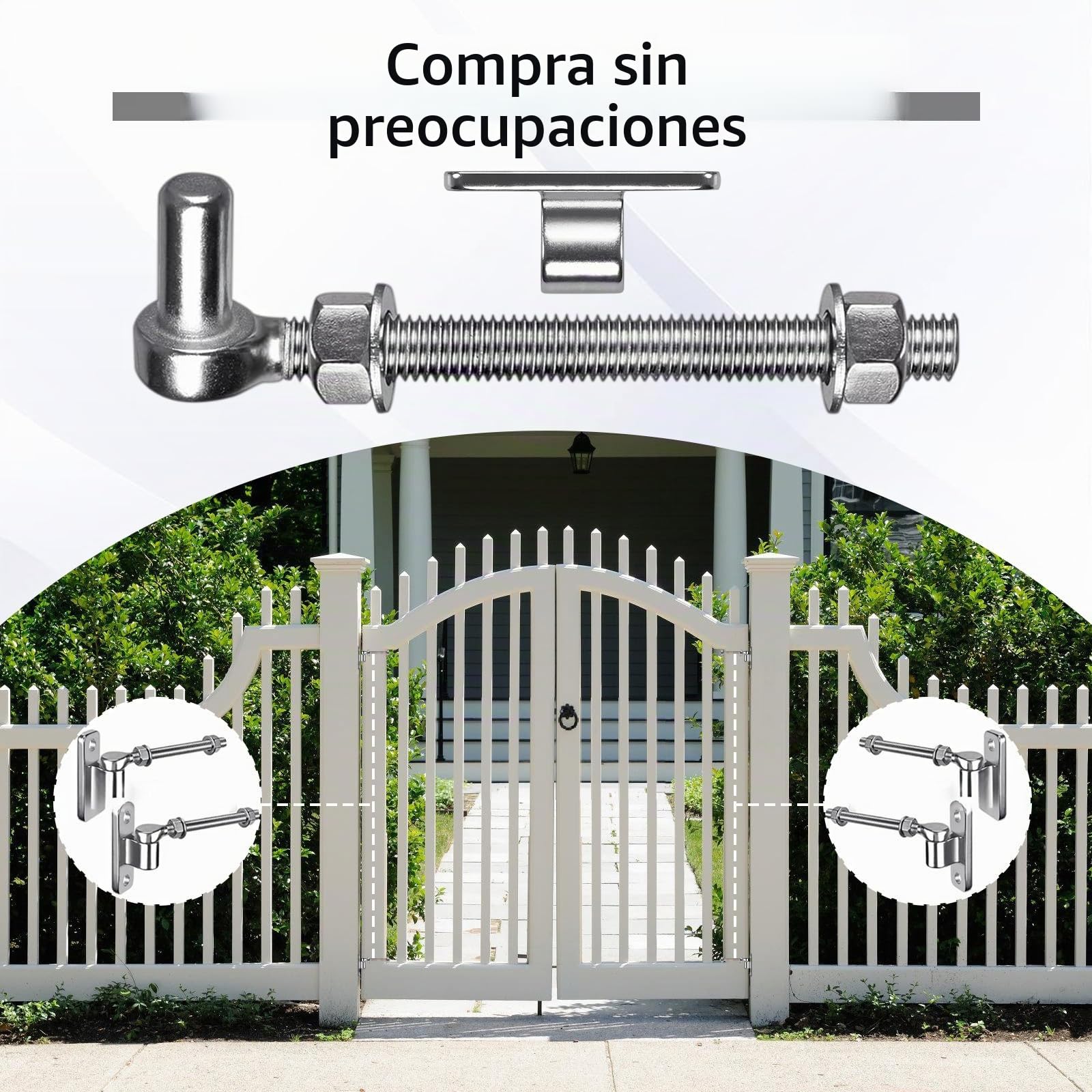 Paquete de 4 Bisagras Puertas, Bisagra Puerta de Perno en J de 6 Pulgadas con DIA M12, Bisagras Puertas Madera de Acero Inoxidable, para Portones de Granja, Cercas de Madera y Entradas de Vehículos