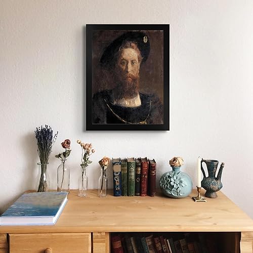 Miniatura 3 de Retrato de hombre renacentista de cabaña perdida por Benjamin Constant  Impresión en marco plano negro  Reproducción de pinturas de obras de arte