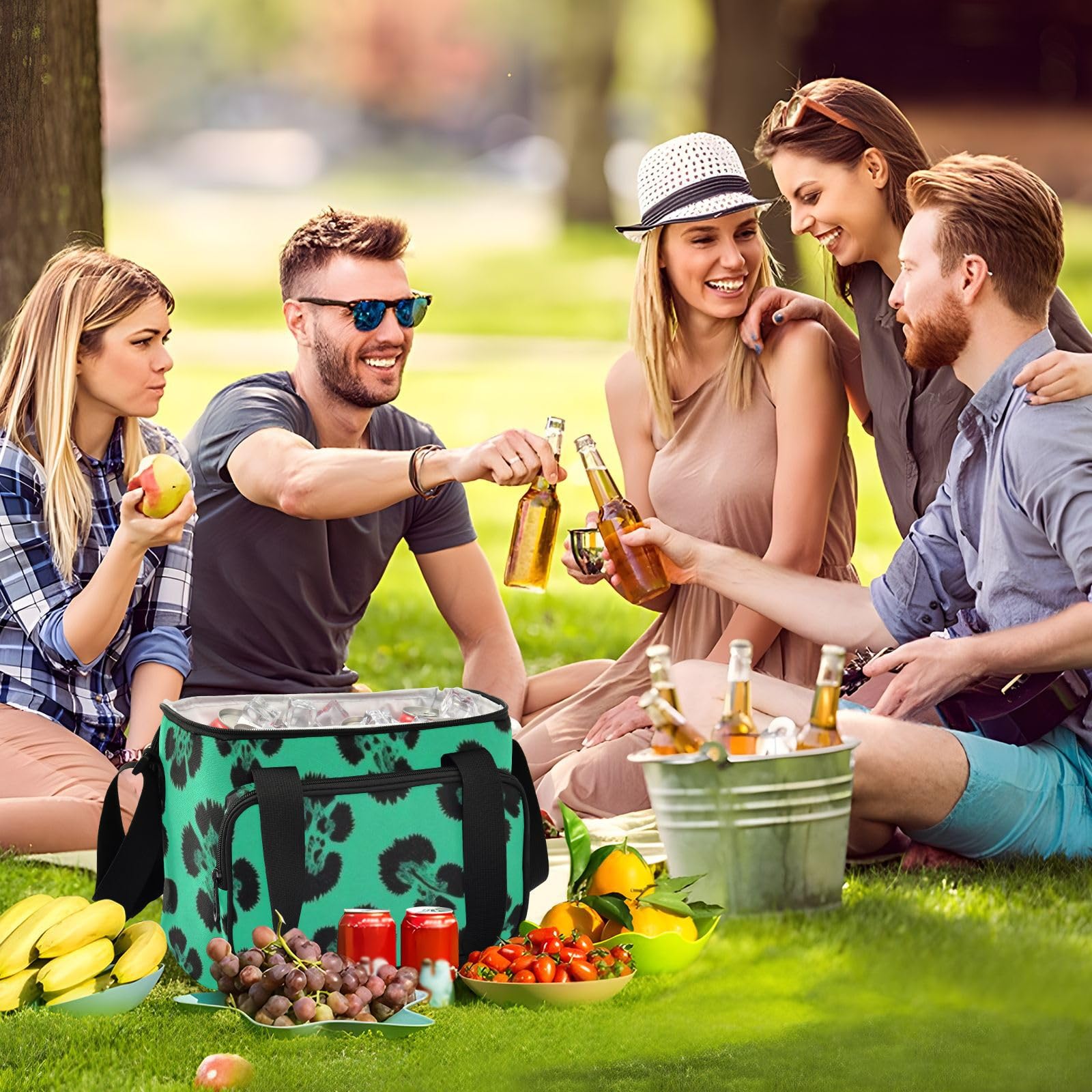 Wudan Zielony lampart gepard skóra piknik nosidełko 600D tkanina Oxford BBQ pracownicy biurowi
