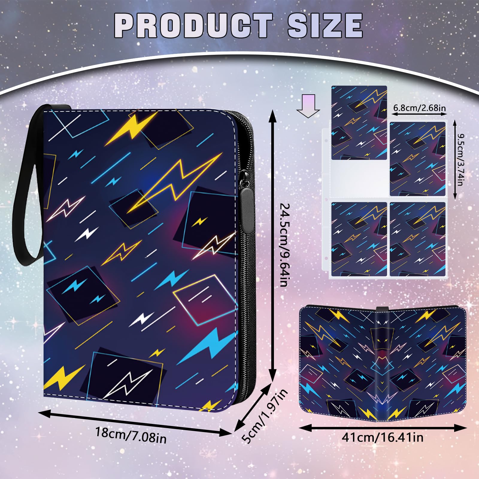 Carpeta de tarjetas para tarjetas coleccionables con capacidad para 440 tarjetas, 55 páginas, cremallera impermeable de piel sintética con asa portátil, álbum de tarjetas coleccionables para 151