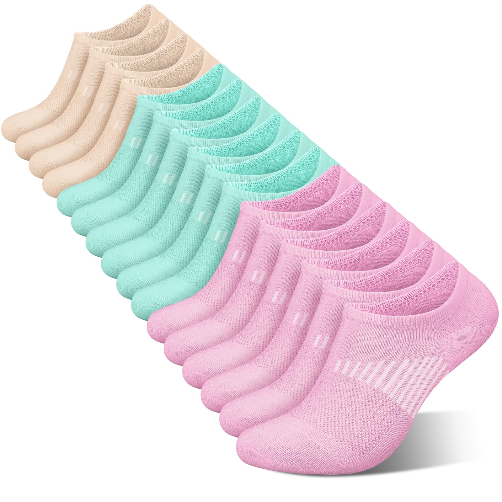 wernies No Show Socks Womens 8 Pairs, Ankle Non Slip Low Short Invisible Thin Liner Socks