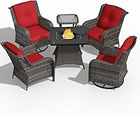 Vista 100 de Juego de 2 sillas de patio giratorias de 360 grados para exteriores y mesa auxiliar a juego – 3 sillas deslizantes de mimbre para patio con cojines