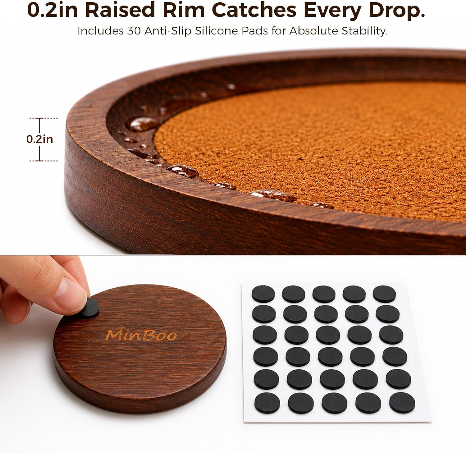MinBoo Bamboo Coasters for Coffee Table Set of 4 Coasters for Drinks Absorbent with Holder Coffee Table Decor for Tabletop Protection Gifts for House Warming New Home & Wedding (Brown 4Pcs) image 4