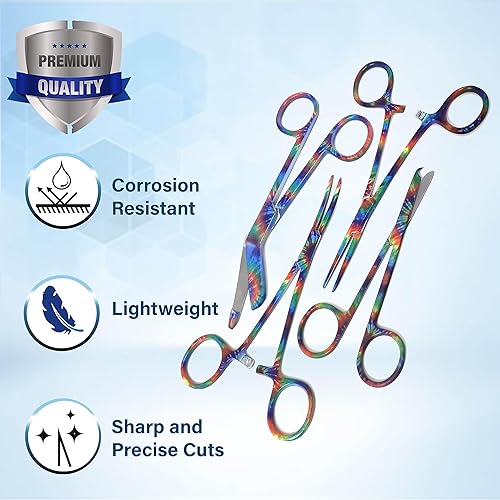 Miniatura 5 de Juego de 4 tijeras de vendaje de 5.5 pulgadas, tijeras de puntada de 4.5 pulgadas y hemostato de 5.5 pulgadas, curvadas rectas hechas de acero