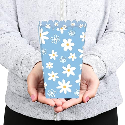 Miniatura 5 de Big Dot of Happiness Blue Daisy Flowers - Cajas de palomitas de maíz con diseño floral para fiestas, juego de 12