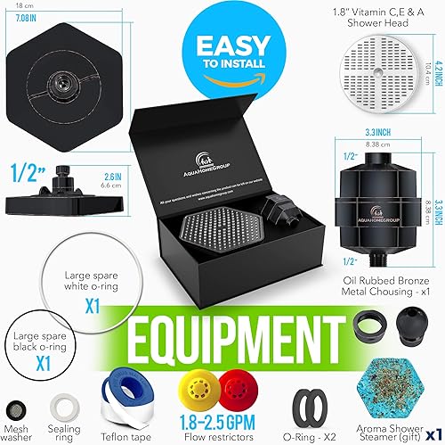 Miniatura 6 de AquaHomeGroup Juego de Cabezal de Ducha Filtrado de Lujo - Filtro de Ducha de 20 Etapas para Agua Dura, Cloro, Fluoruro, Metales Pesados - Cabezal