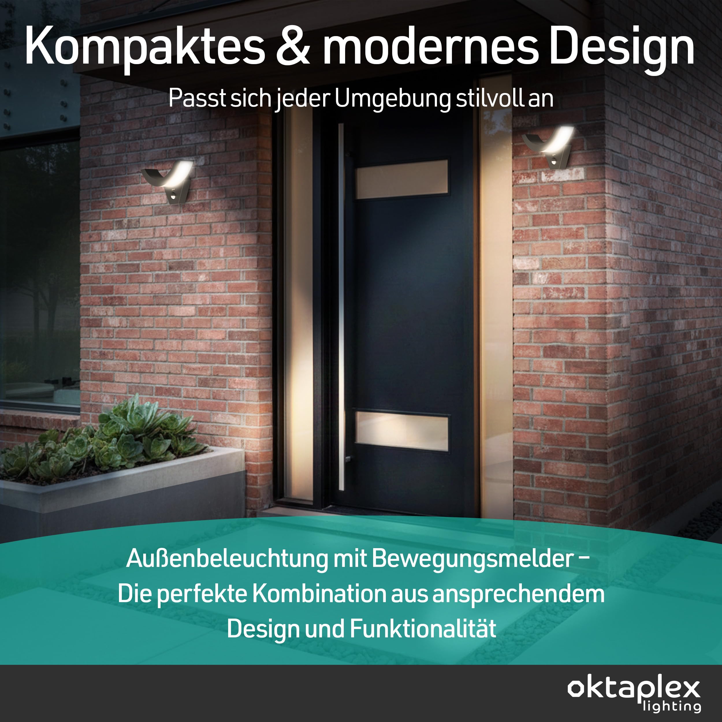 Oktaplex Lima Lampe d'extérieur LED avec détecteur de mouvement 10W IP54 3000K Anthracite Applique Murale