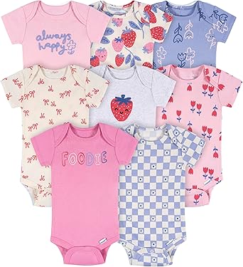 Onesies Brand baby-girls 8-pack Short Sleeve Mix & Match Bodysuits