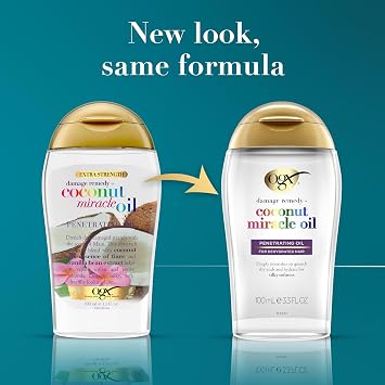 OGX Extra Strength Damage Remedy + Coconut Miracle Oil Penetrating Hair Oil Treatment, Extra Hydrating Anti-Frizz Oil for Coarse, Dry Hair, Paraben-Free, Sulfated-Surfactants Free, 3.3 Fl Oz