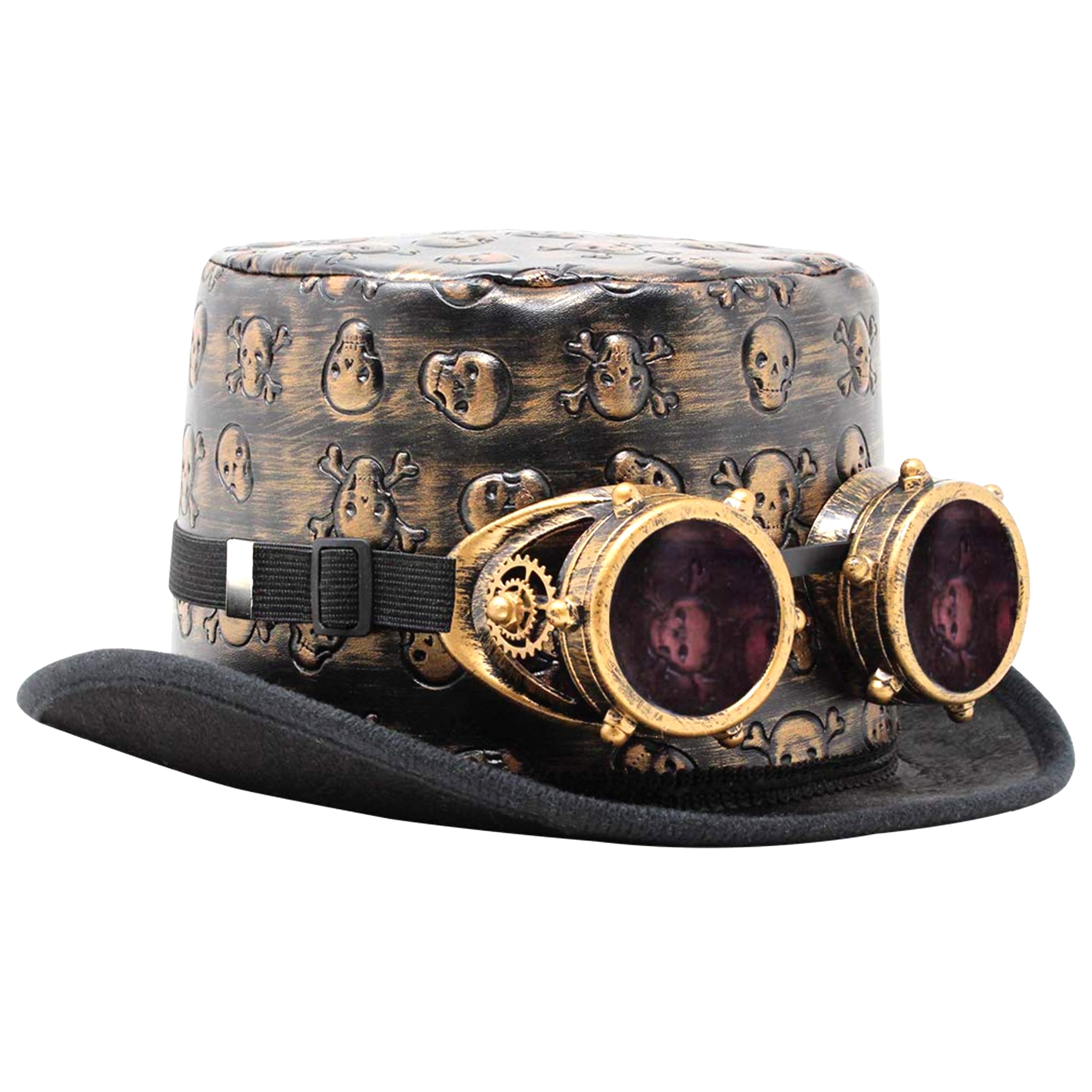 Viktorianischer Steampunk-Zylinder mit Schutzbrille – Kostümset, braun