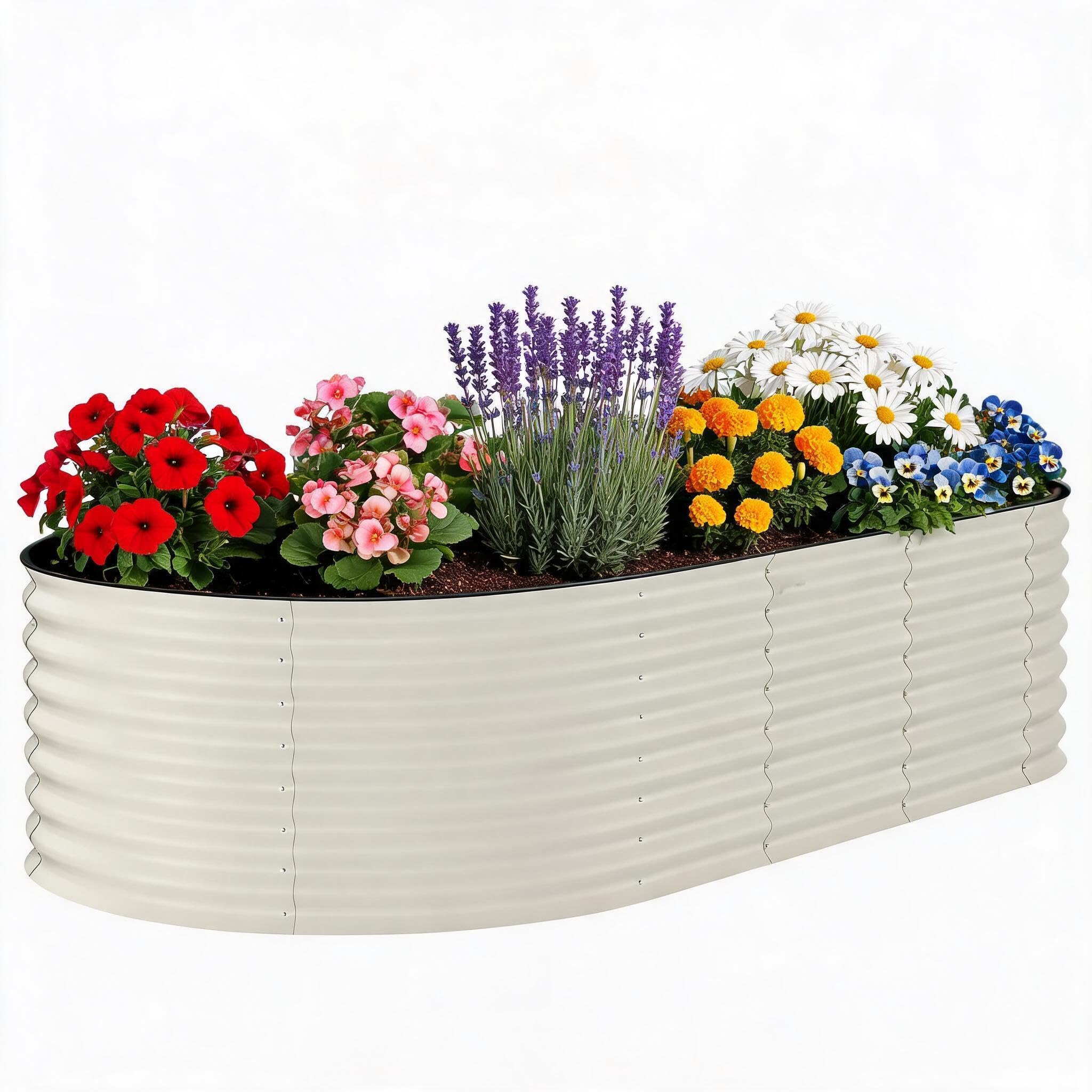 Cachpib Raised Garden Bed, Galvanized Steel Outdoor Planter Box, Bottomless Raised Bed for Growing Outdoor Plants, Vegetables, Flowers and Herbs