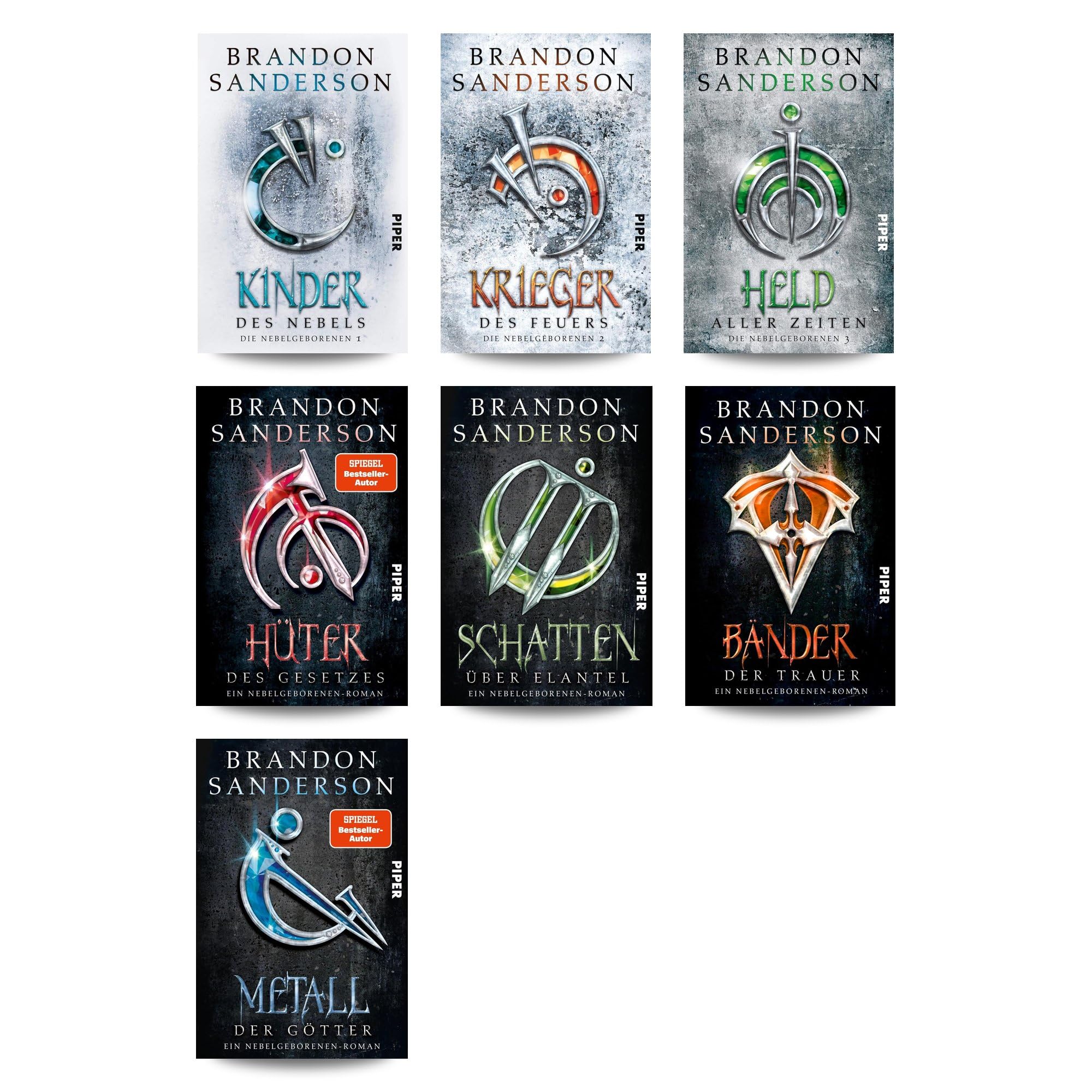 Brandon Sanderson Buchset - Die Nebelgeborenen 7 Bände Mistborn Fantasy Saga, Cosmere Romane mit Vin, Elant, Wax und Wayne, epische High Fantasy Abenteuer für Sammler, mit einem exklusiven Lesezeichen
