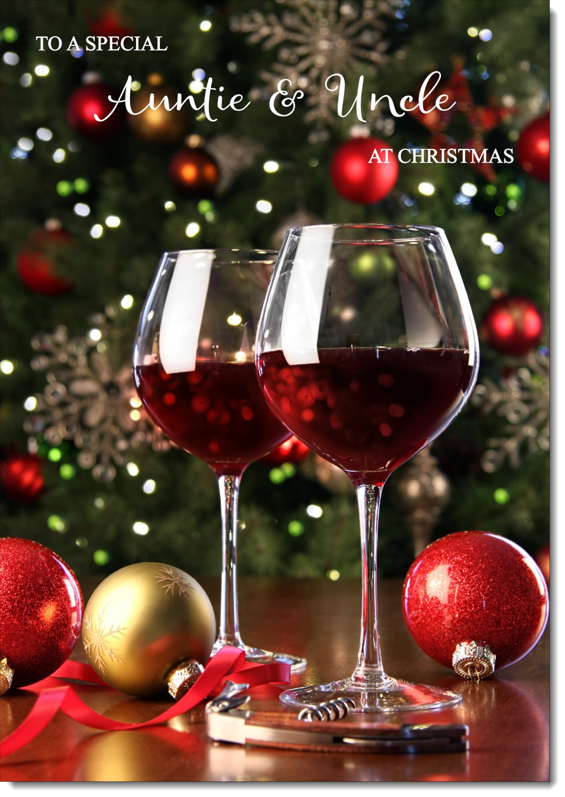 doodlecards Auntie and Uncle Christmas Card Red Wine Large A4 Size Christmas Card for Auntie & Uncle with Plain Envelope — image 1