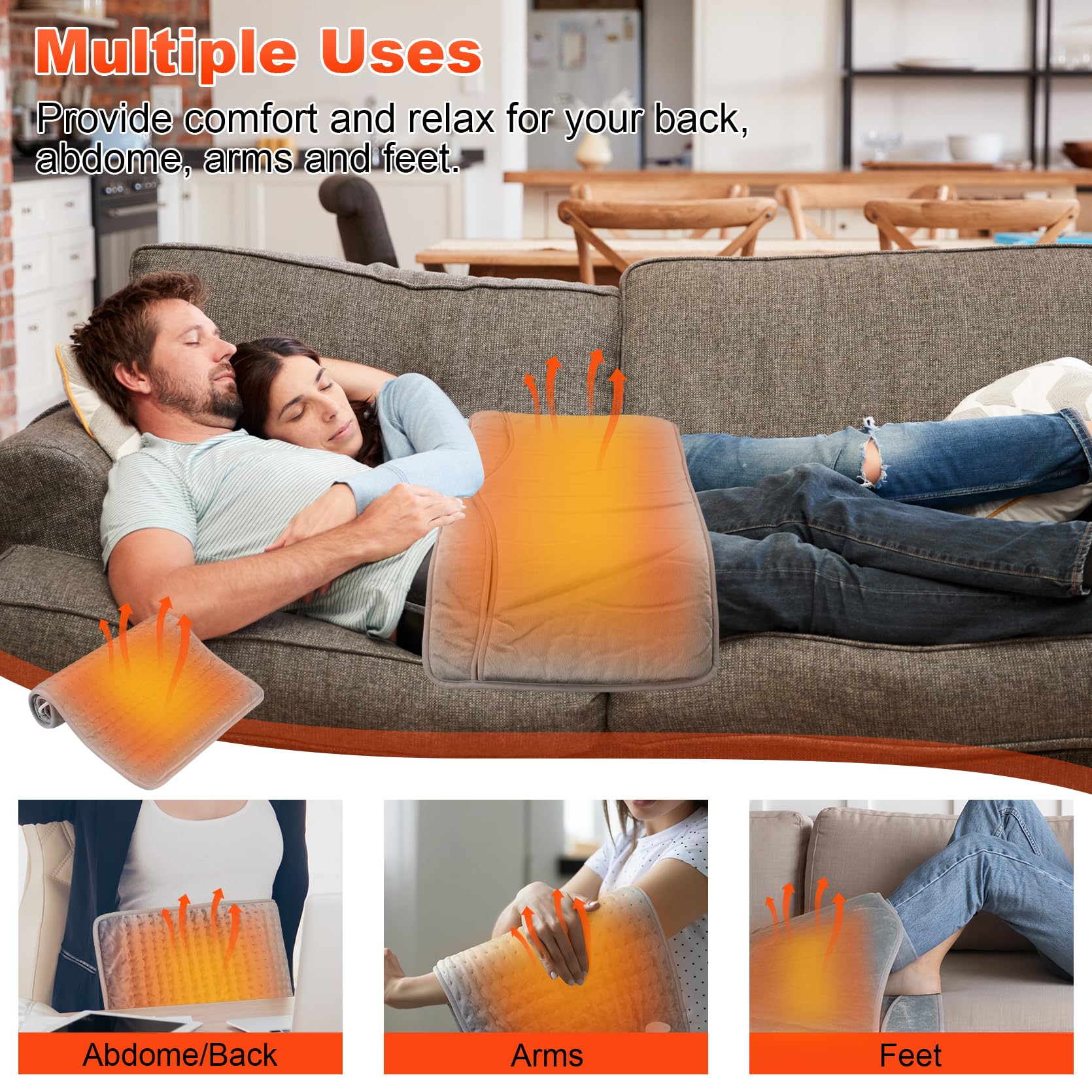 LAMA Electric Heated Foot Warmer, 74x40CM Fast Heating Foot Warmer Pad, Washable Feet Warmer with 6 Levels Temp & 4 Timers - Image 4