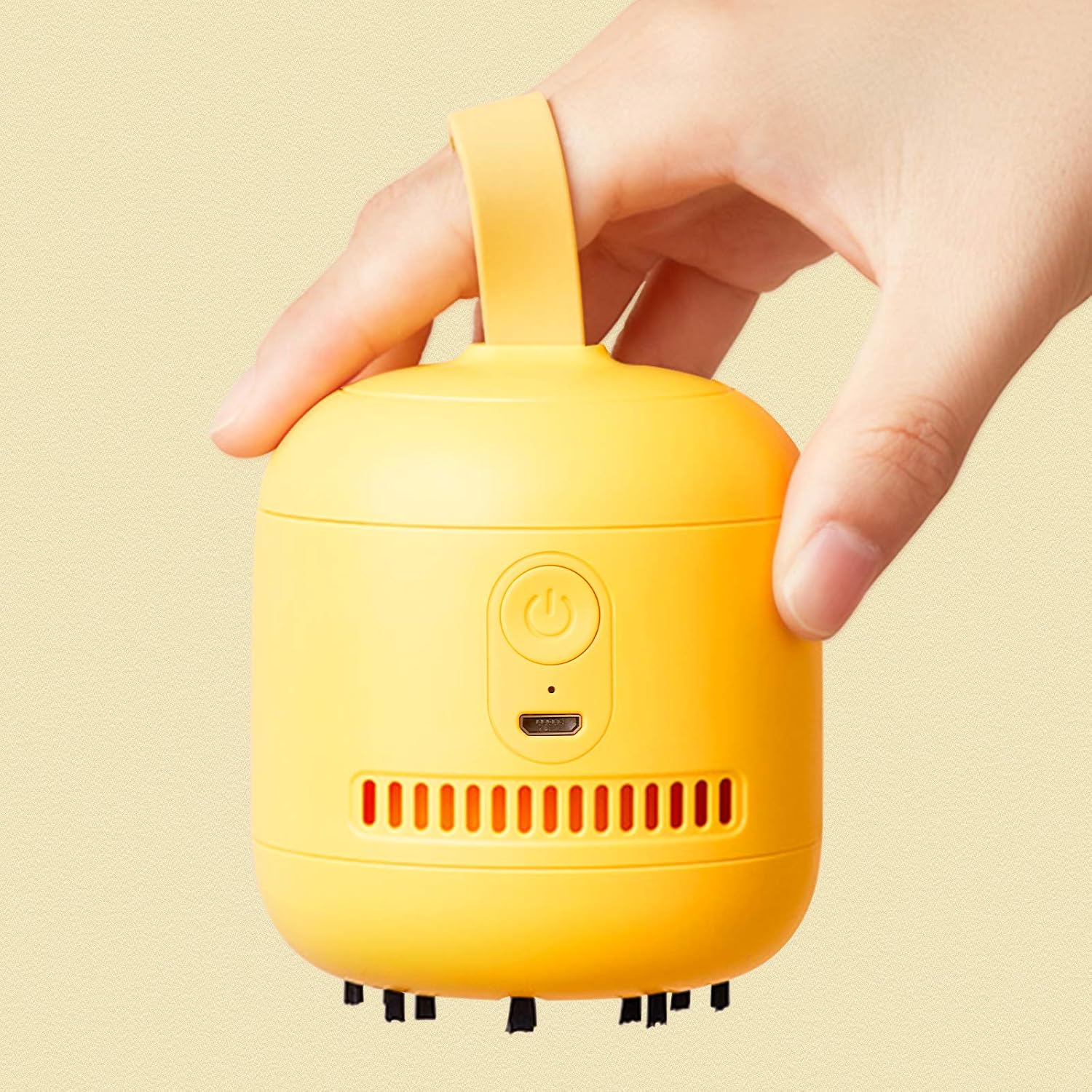 JISULIFE Desktop Vacuum Cleaner, 1100 mAh Portable Mini Table Dust Sweeper with Vacuum Nozzle, 2 Speeds, 360º Rotable, High Suction, Cordless & Detachable Design for Home, Office, School-Yellow