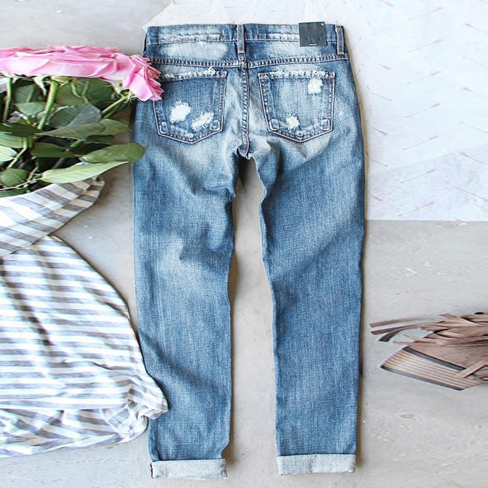 Jeans para Mujer Ajuste Regular Clsico Pantalones CasualesvaquerosCorte Entallado