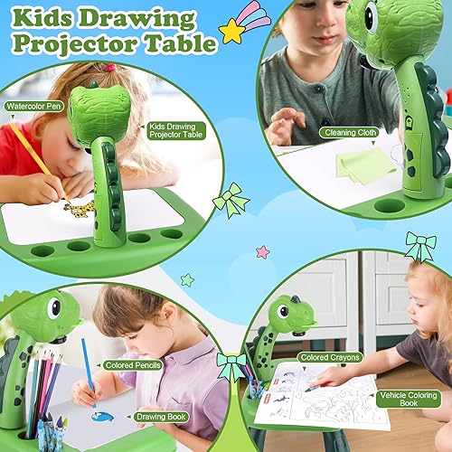 Miniatura 5 de wakeInsa Proyector de dibujo, artes y manualidades para niños, incluye tablero de dibujo, crayones, libro para colorear, calcomanías, etc., juguete