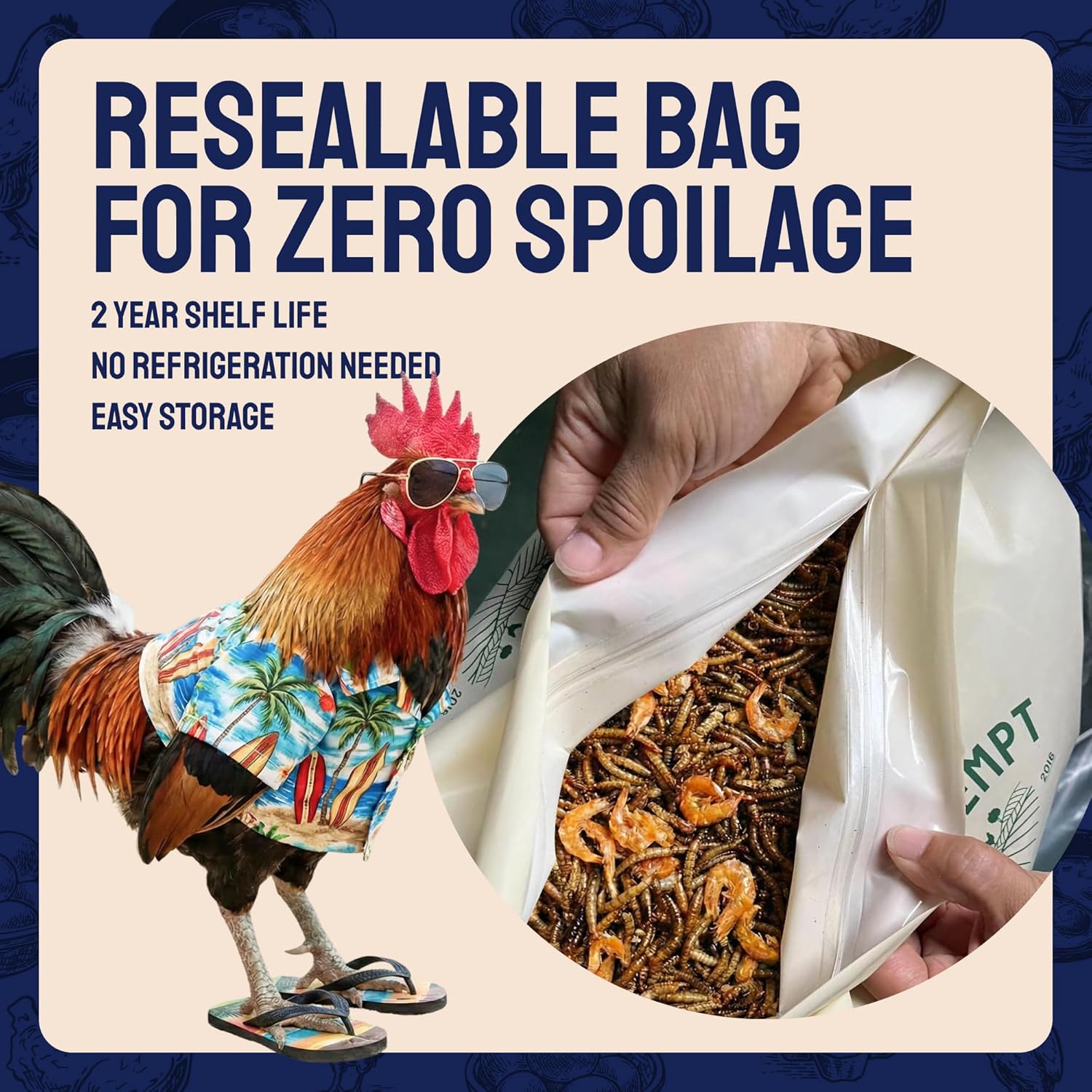 Hatortempt Surf & Turf - Dried Mealworms for Chickens Plus Black Soldier Fly Larvae and Krill - 10lbs Worms for Chickens - High Protein and Calcium