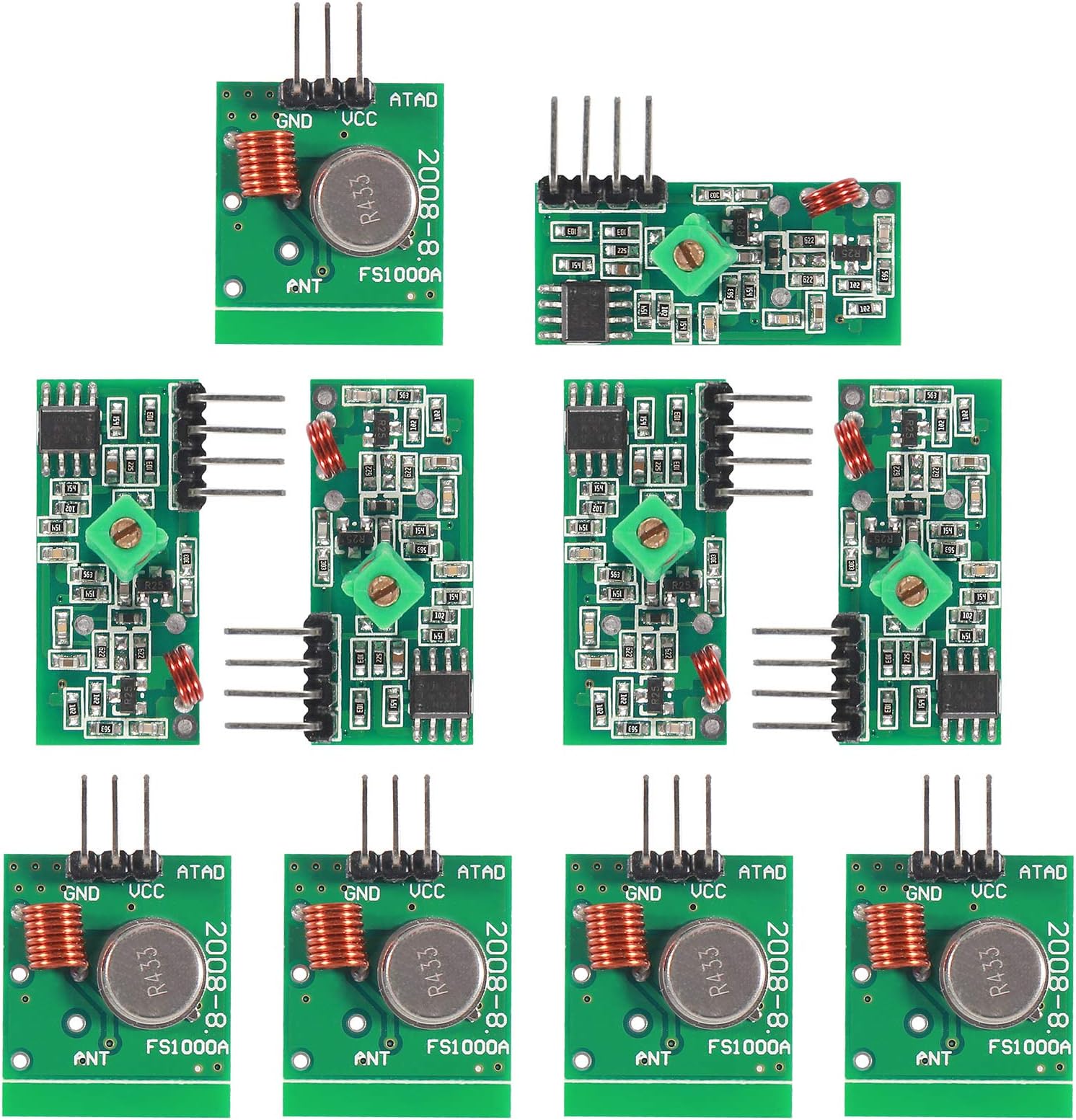 5Pcs 433MHz RF Wireless Transmitter and Receiver Module Kit for ARM/MCU