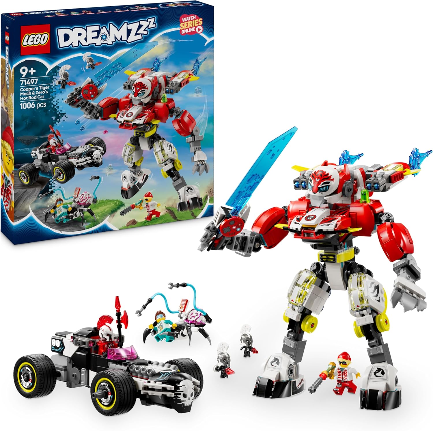 Lego 71497 Cooper Tiger Mech and Zero Hot Rod Car Toy Toy Birthday Present Blocks Boys Girls Children 9 Years Old 10 Years 11 Years Old Elementary School Pretend Play Play