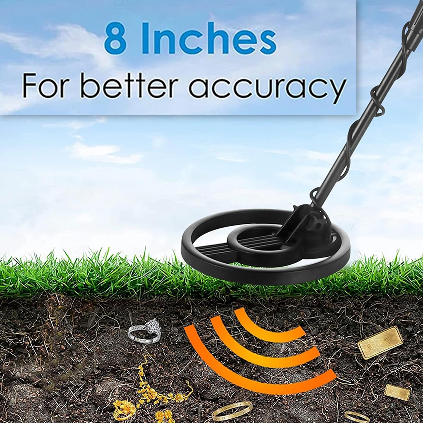 Detector de oro profesional con 3 tonos ajustables y pantalla LCD grande para una detección precisa de metales, buscador de tesoros, control de sensibilidad y auriculares