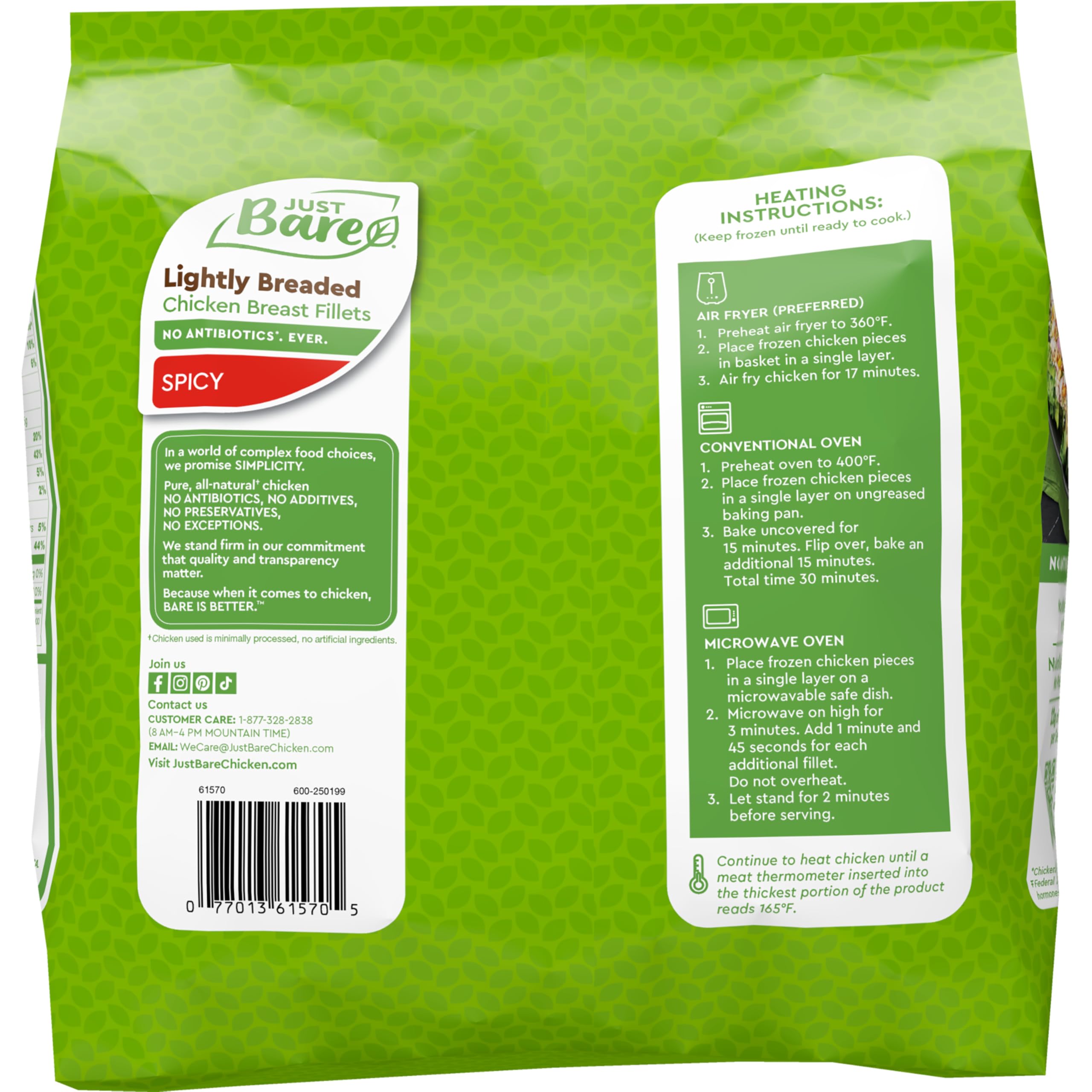 Just Bare Chicken Lightly Breaded Spicy Breast Fillets Fully Cooked 22 G Protein Frozen 1 50 LB — view 8