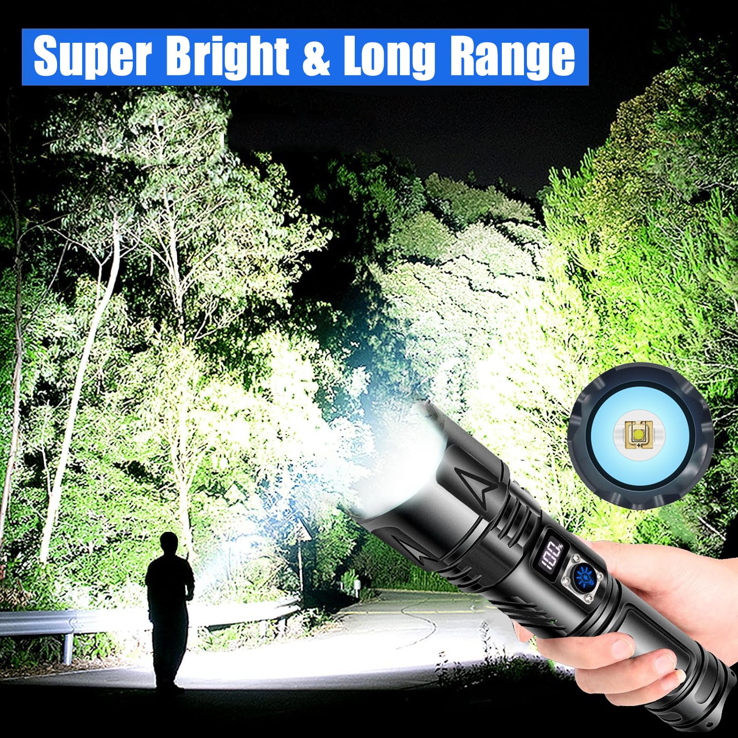 POCKETMAN Latarki super jasne, LED o wysokim natężeniu światła z 5 trybami, przenośna, mała lampa błyskowa na kemping, wędrówki, sytuacje awaryjne (2 szt.)