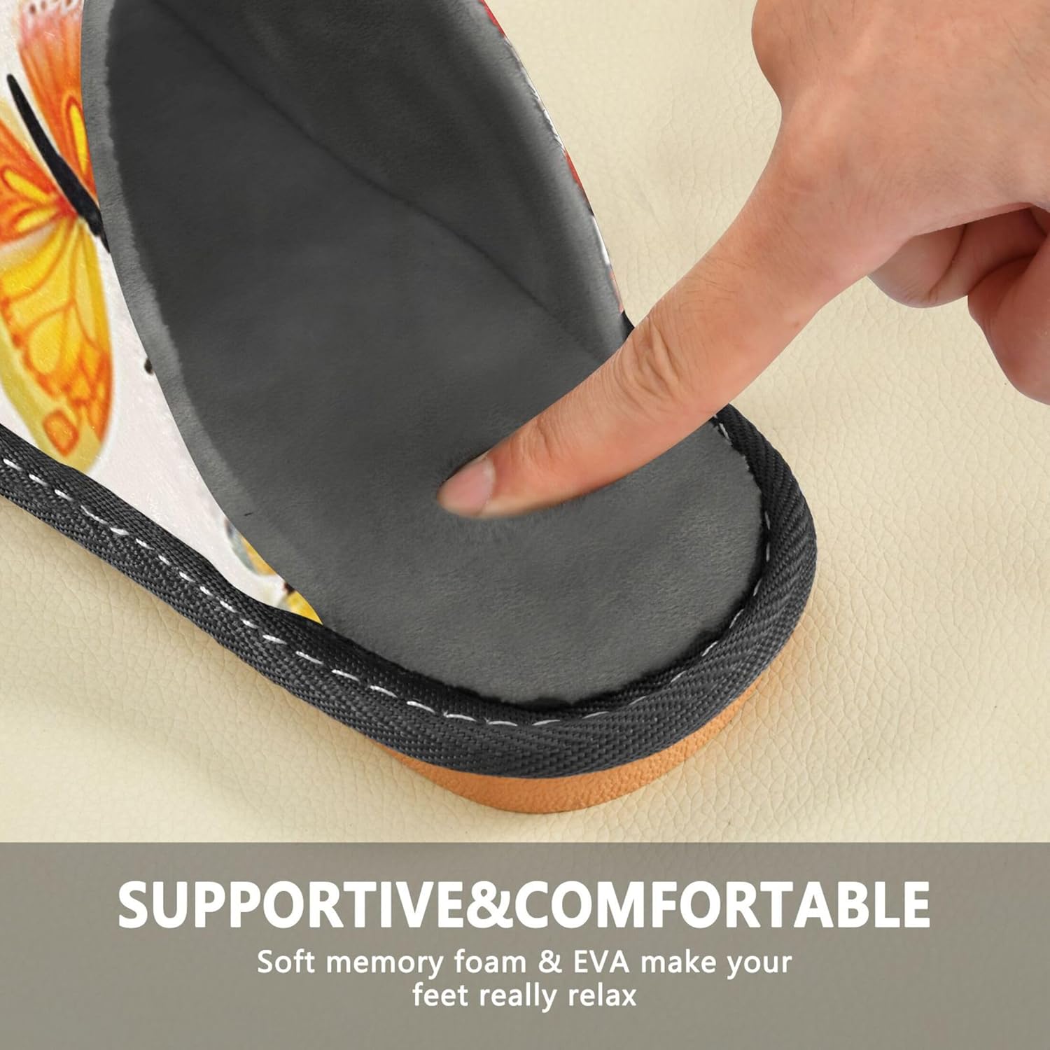 Butterfly House Slippers – Cozy Fuzzy Slippers for Guests, Washable & Disposable, Perfect for Shoeless Home, Spa & Hotel Use A111328