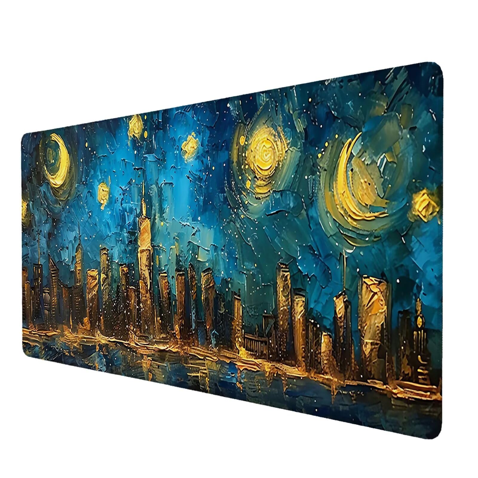 Tappetino Mouse XXL 1000x500 mm, Tappeto Mouse Blu, Tappetino per Mouse da Gioco con Base in Gomma Antiscivolo, Notte Stellata Tappeto Scrivania con Bordi Cuciti, XXL Mouse Pad Gaming per Ufficio, S-8