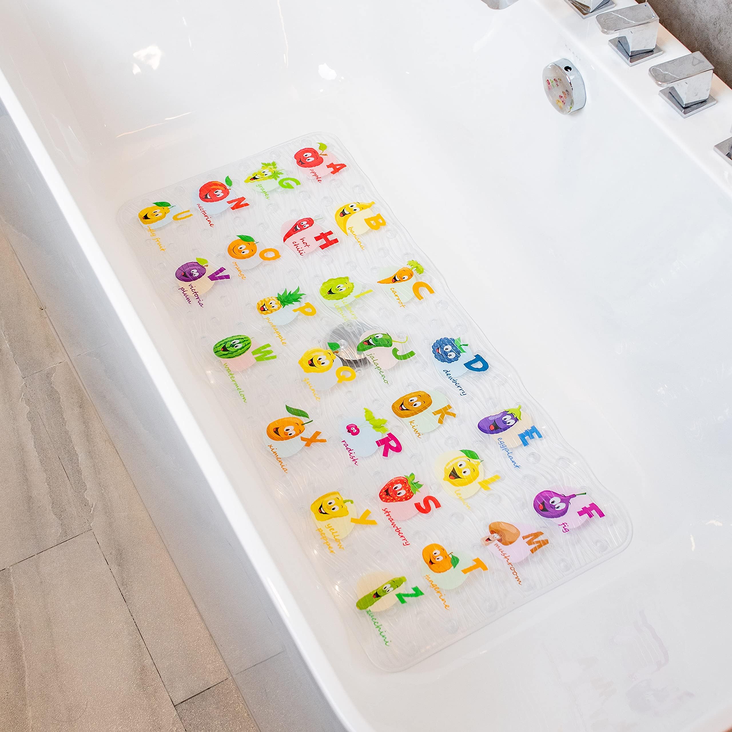 BEEHOMEE Polyvinyl Chloride (PVC) Bath Mat, Alphabet, Square, XL Size, 35x16 ...