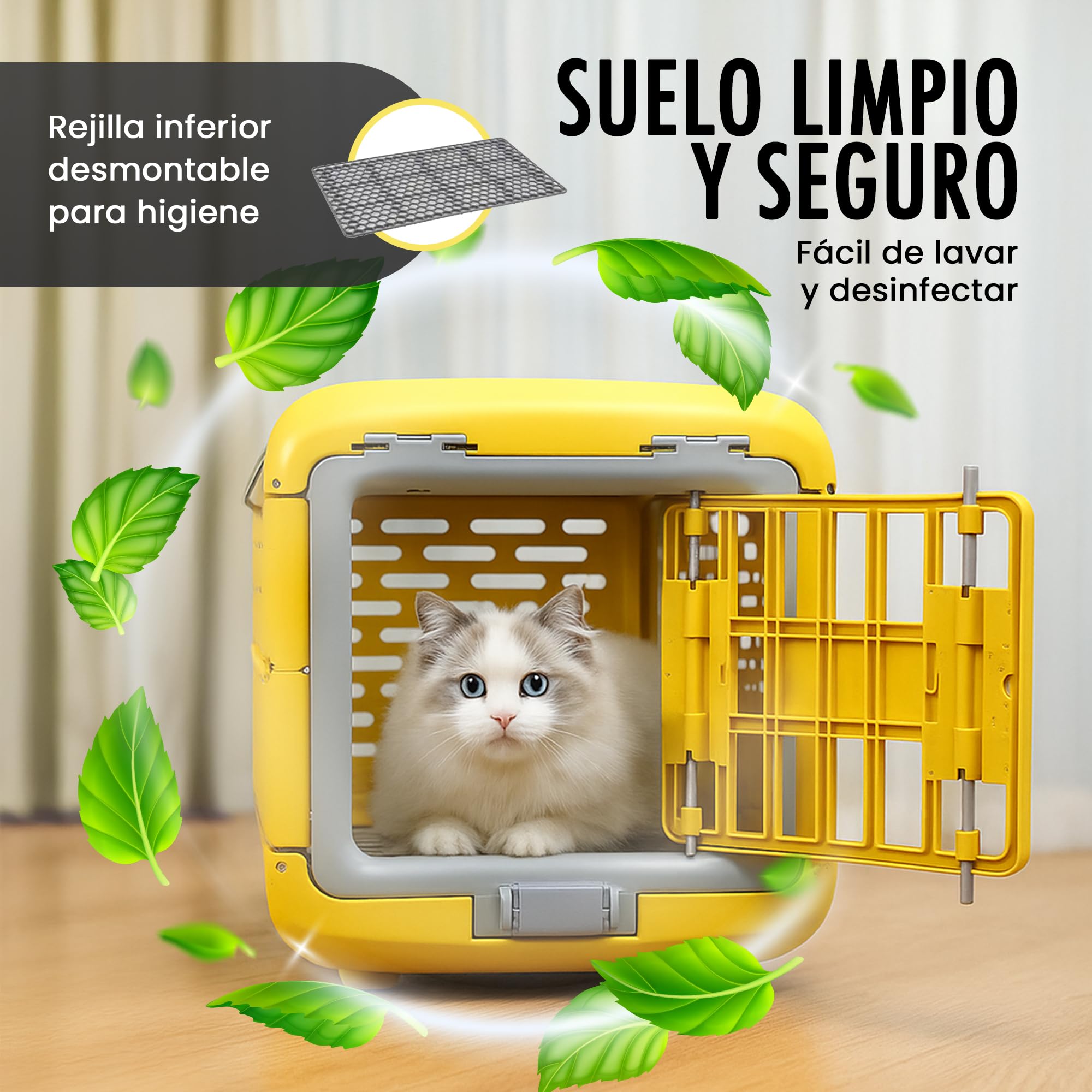 ANGAHE | Transportín Plegable para Gato y Perro Pequeño o Mediano – Fácil de Montar y Guardar – Ligero y Seguro con Ventilación – Ideal para Viajes en Coche, Tren o Avión. Seguro y Ligero.