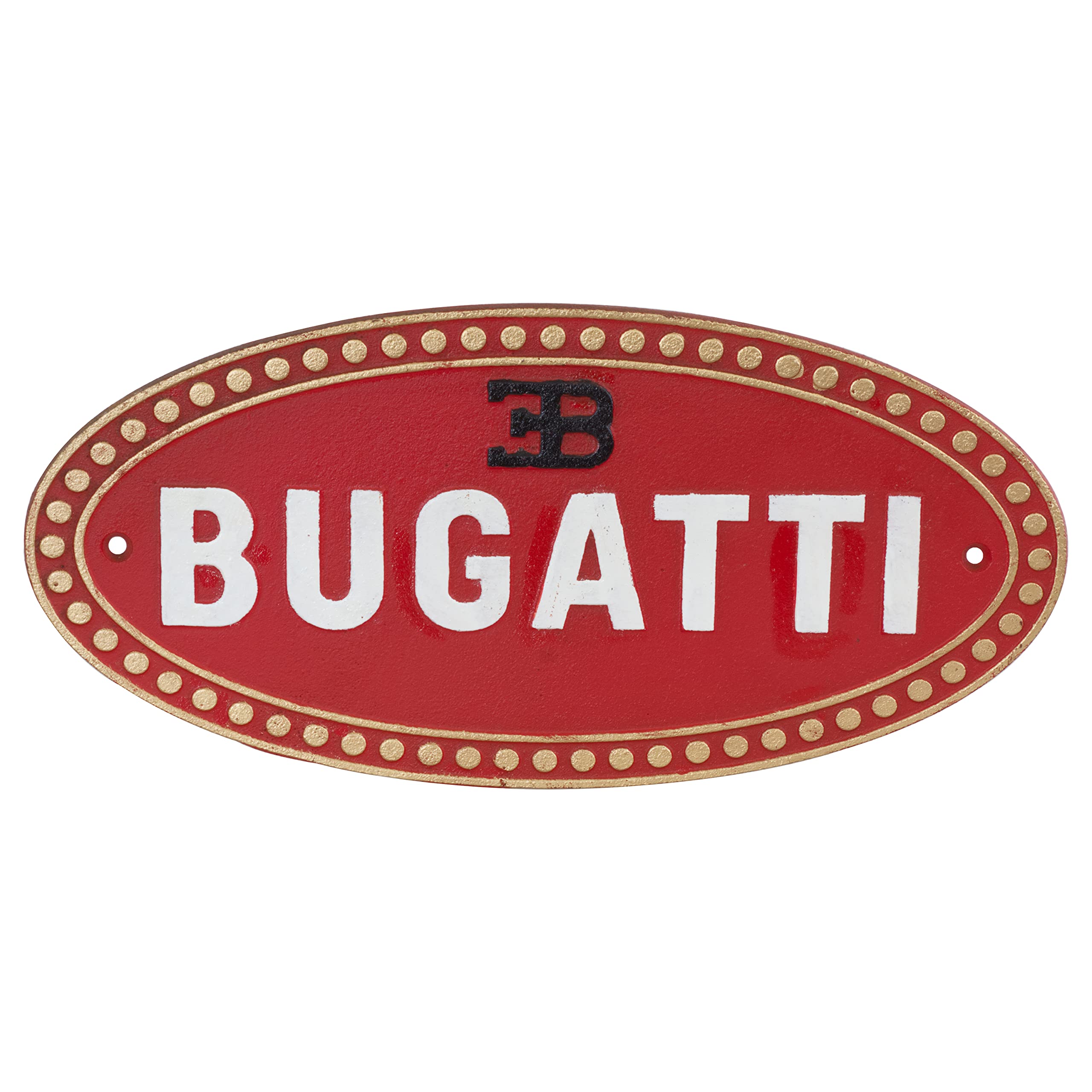 Bugatti Vintage Cast Iron Wall Sign 17cm x 35cm