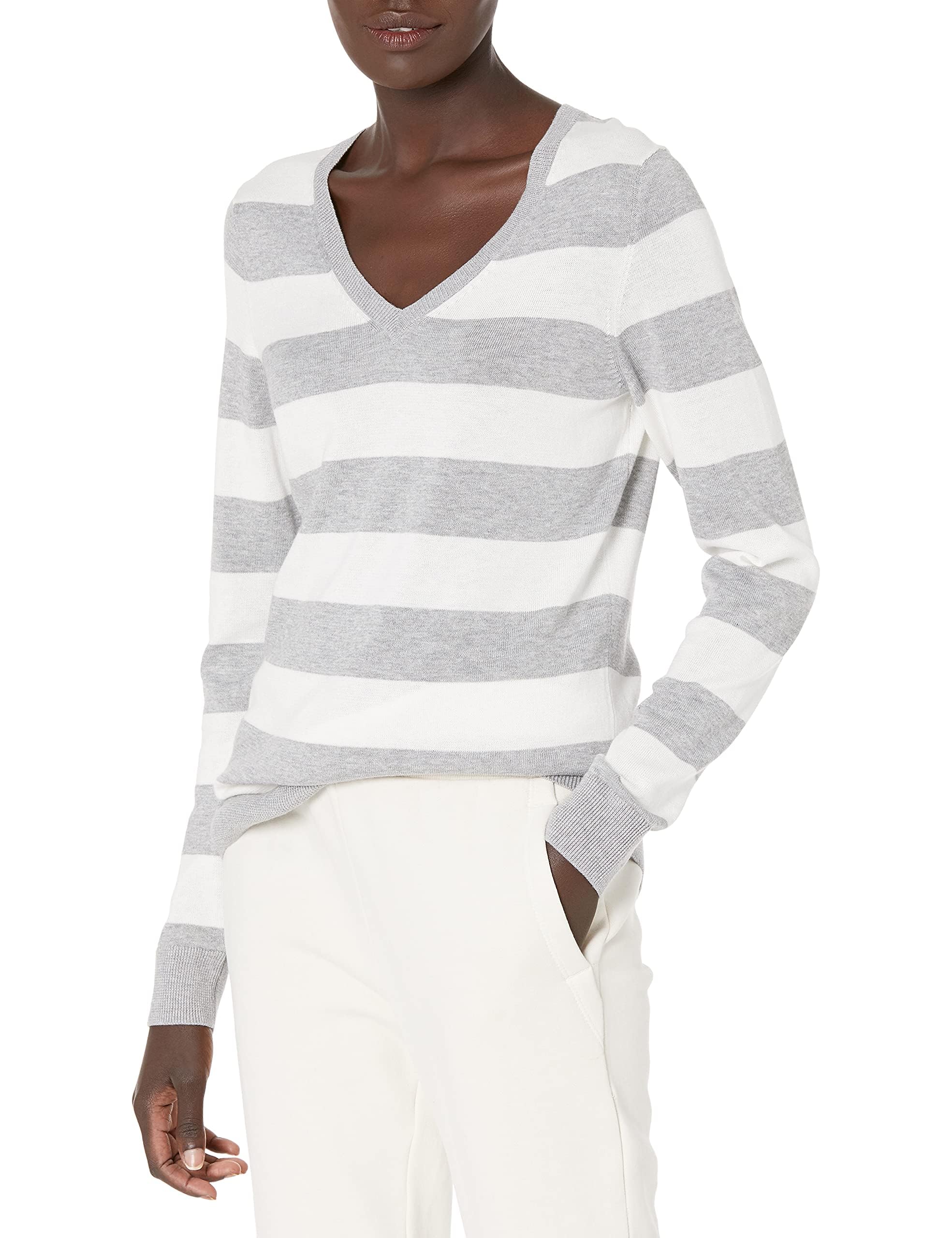 Amazon Essentials Damen Regular-Fit Leichter Langarm-Pullover V-Ausschnitt (In Übergröße Erhältlich)