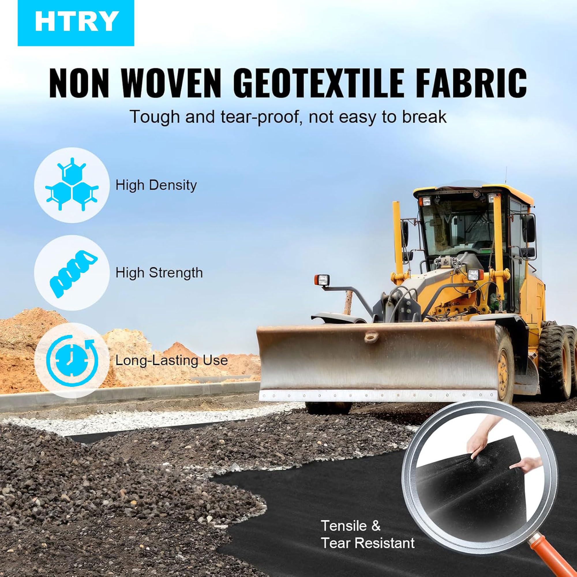 Membrana geotextil, Malla Geotextil no Tejida, geotextil Drenaje | Tela geotéxtil con clavos de fijación Para Cubrir El Suelo, Tela De Jardín, Desagües, Negro |excelente Permeabilidad