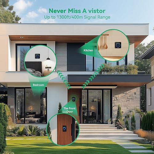 Miniatura 3 de Timbre de puerta, kit de timbre inalámbrico con 60 campanillas, 5 volúmenes ajustables, funcionamiento de 1,000 pies984.3 ft, con sonido LED flash