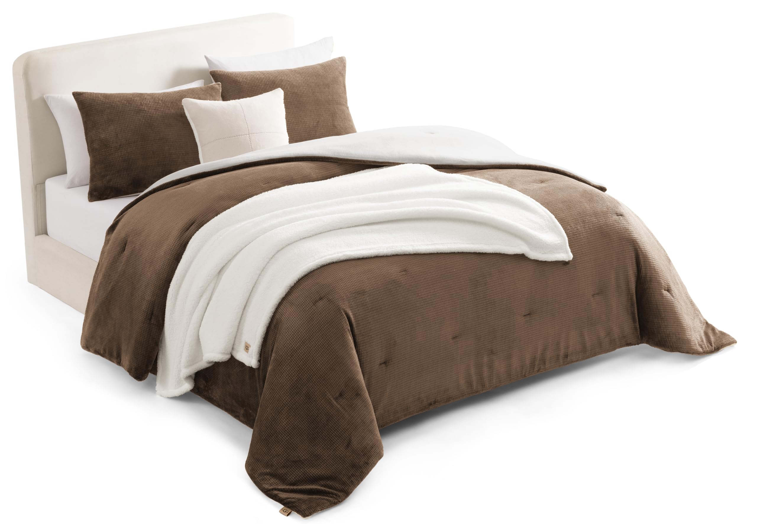 UGG Remina Queen Comforter Set, Bed in a Bag, 5-Piece, Chestnut Brown