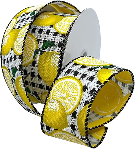 Morex Ribbon Cinta de limones con cable, 2-12 pulgadas por 10 yardas, negroamarillo, 7558.6010-613