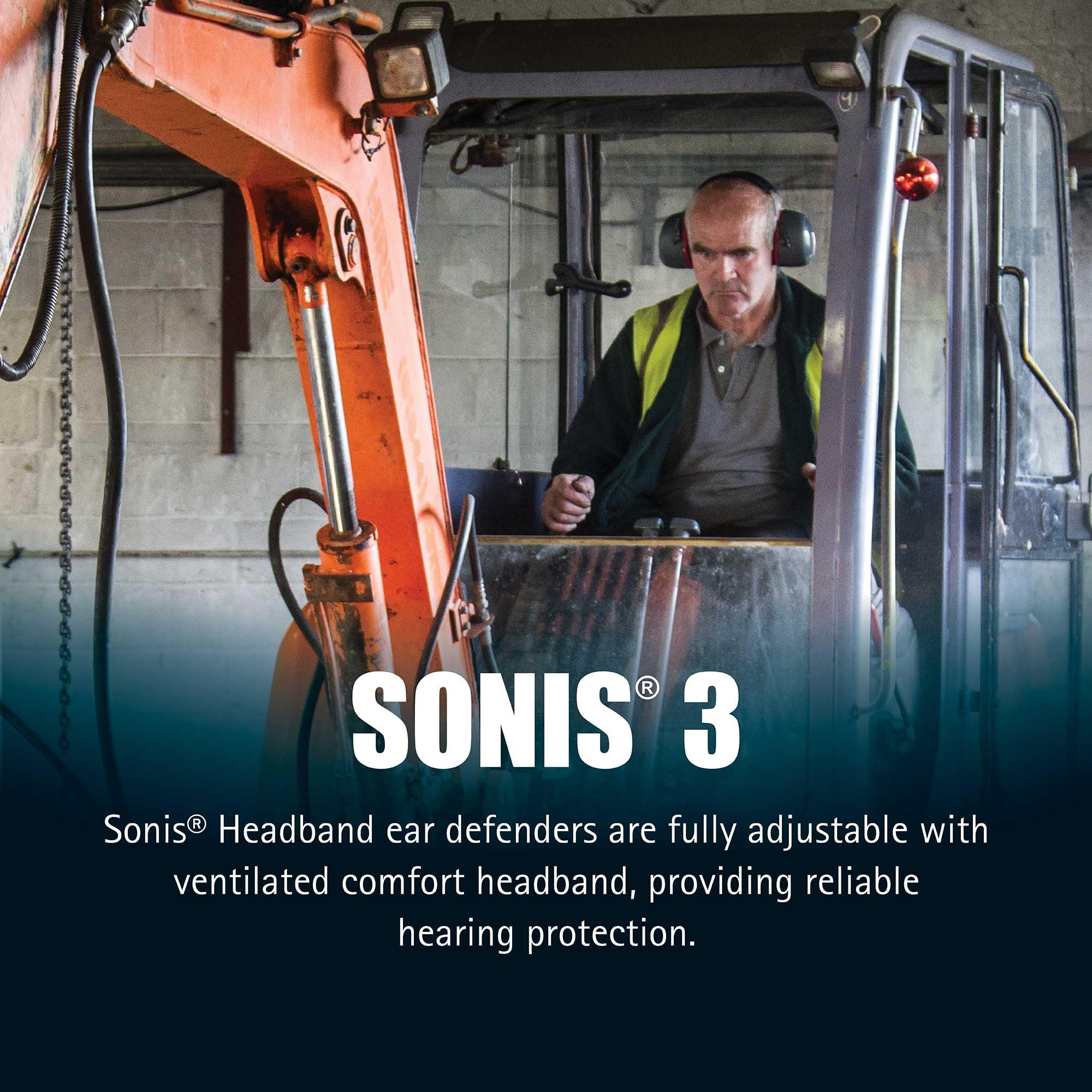 JSP SONIS 3 Protectores Auditivos Ajustables - 37 dB SNR - Gris/Rojo - Una Protección Auditiva para Adultos - Para Construcción, Jardinería, Industria y Mantenimiento - EN 352-1