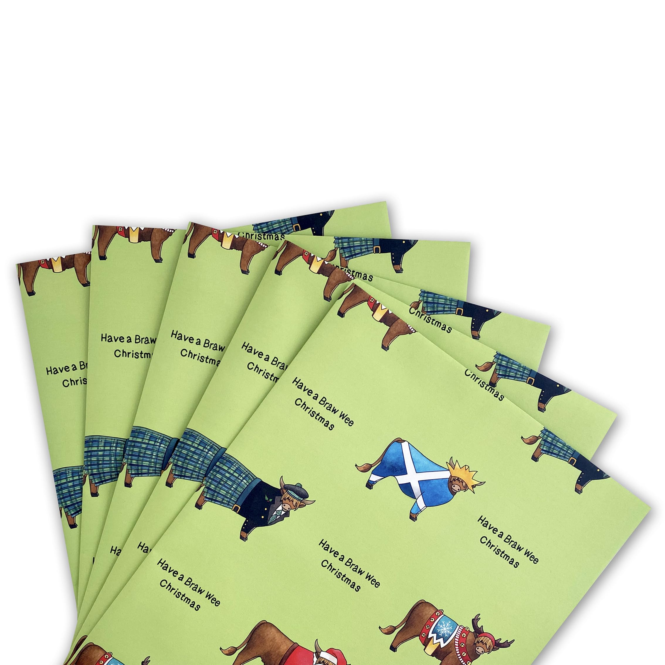 Scottish Christmas Gift Wrap. Pack of 5 Highland Cow Christmas Wrapping Paper. Highland Cow Scotland Christmas Gift Wrapping Paper. Christmas Wrap Pack/Highland Coo Holiday Gift Wrap - Image 3