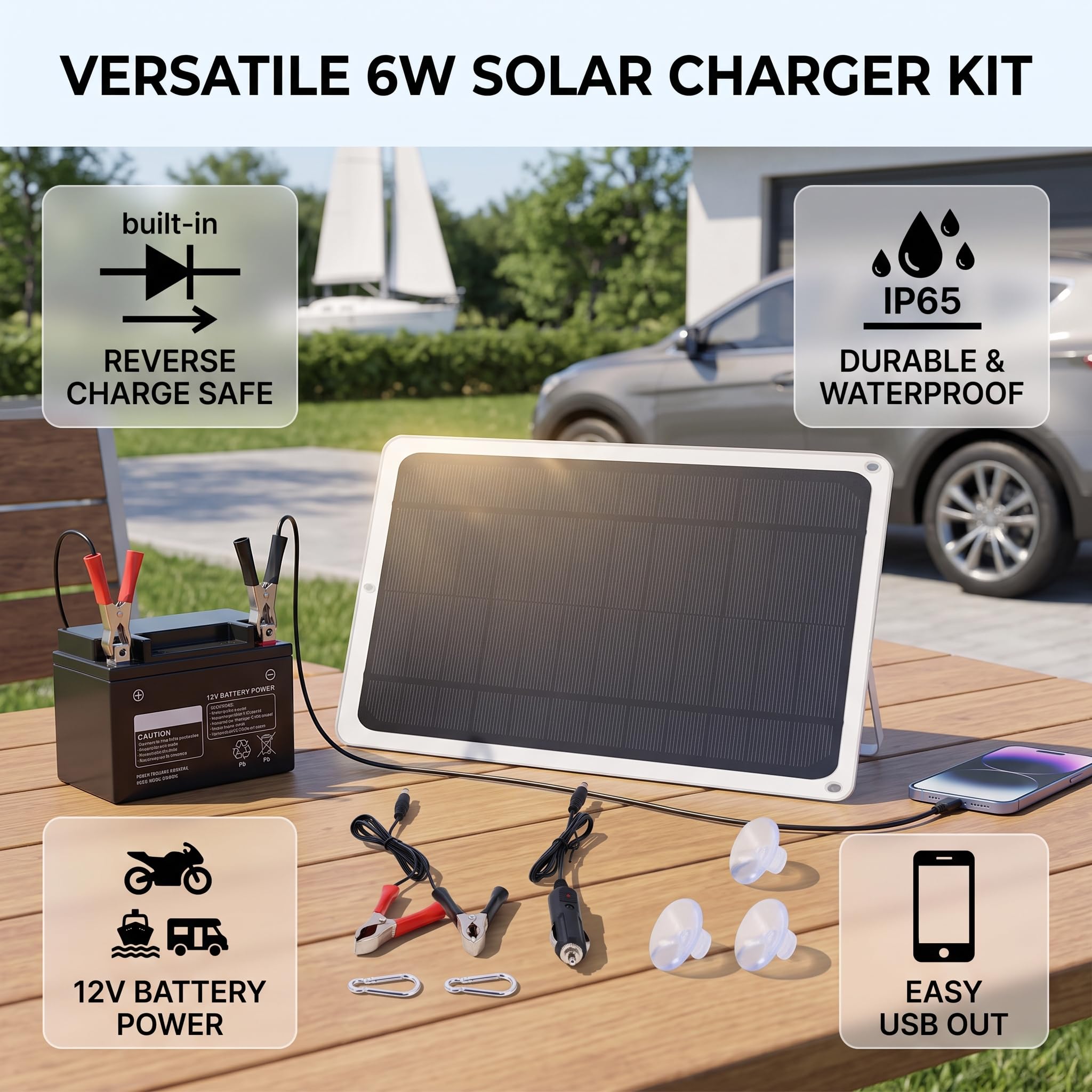 20W 12V Panneau Solaire Haute Efficacité Module PV Puissance pour Bateau de de Batterie, Caravane, RV et Toutes Autres Applications Hors Réseau