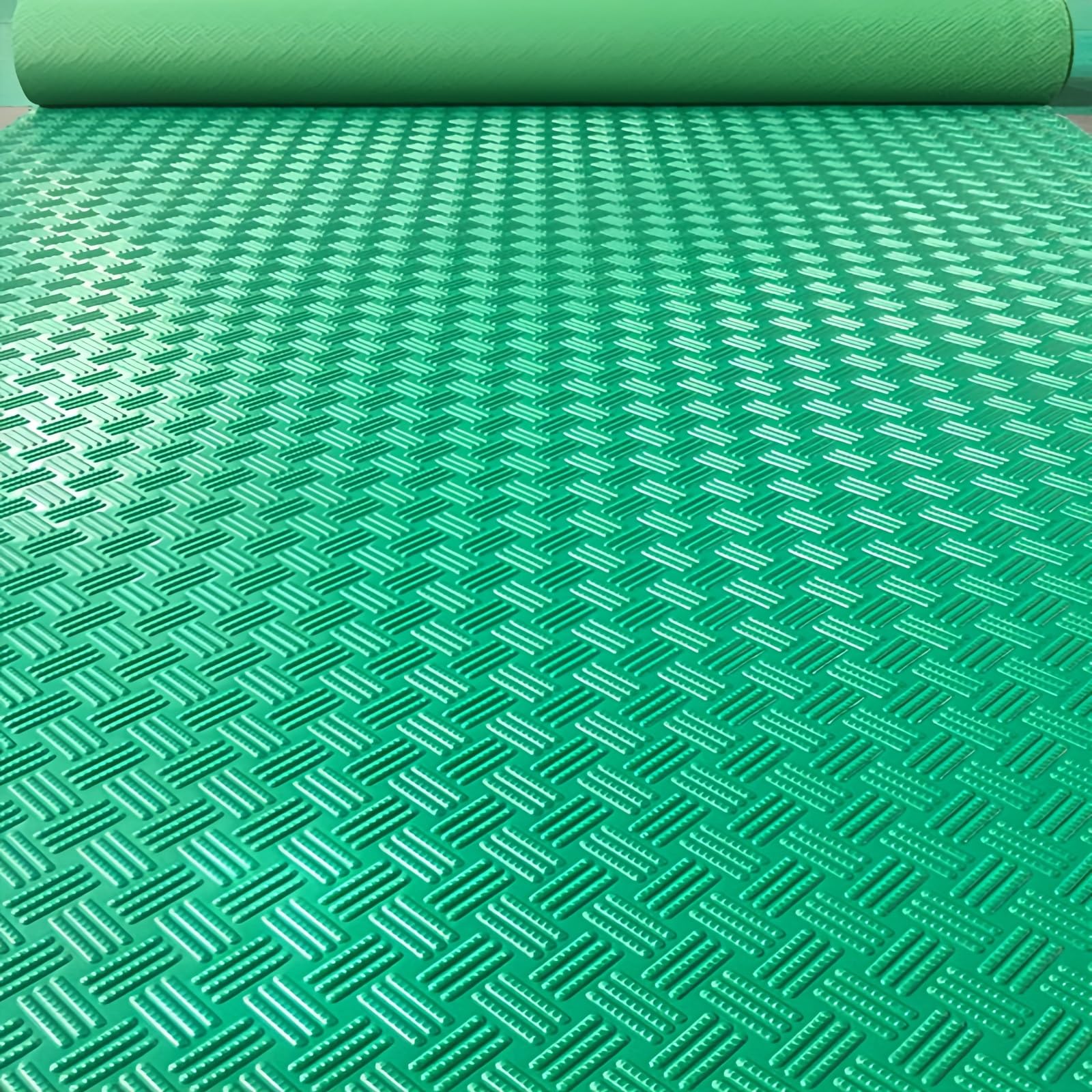 Revêtement De Sol Pour Garage En Rouleau PVC 1.5 Mm Dalle Vinyle Antidérapante Et Imperméable Tapis De Sol Résistant Pour Garage Atelier Couloirs D’Usine Et Cuisine Professionnelle(Green,1.3x1m)